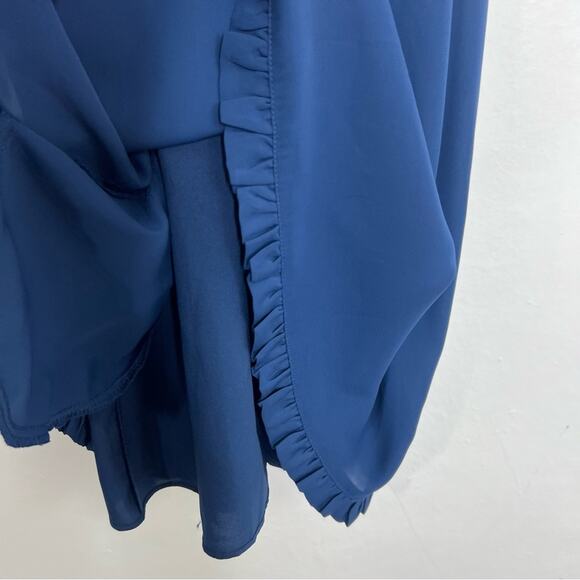 Amanda Uprichard Blue Ruffle Halter Mini Dress Size Small - Picture 6 of 11